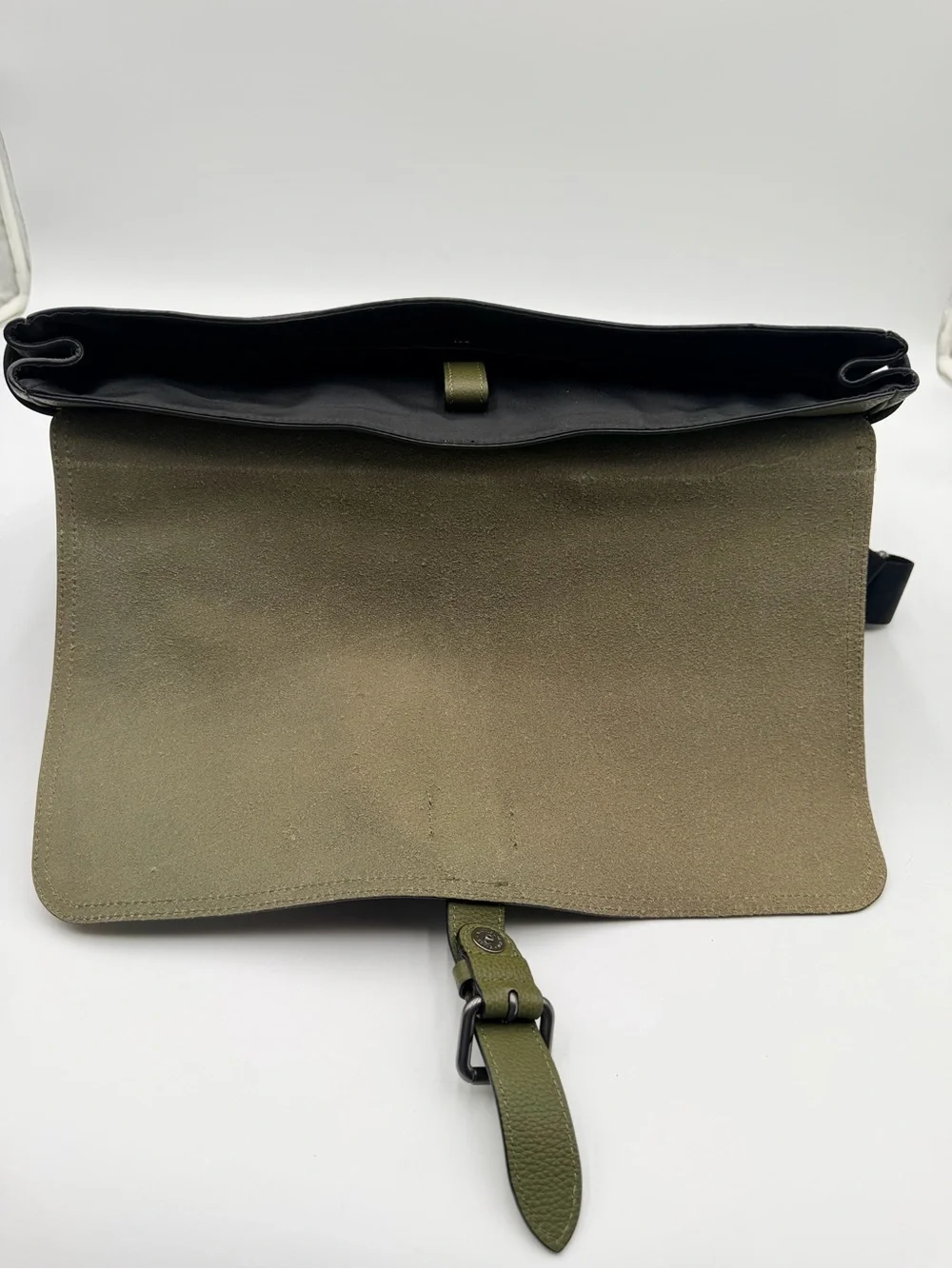 Coach Hudson F36810 Olive Saddle Pebbled Leather Messenger Laptop Bag